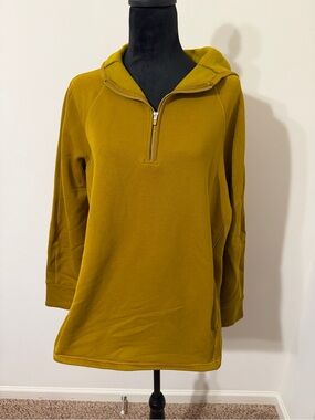 Athleta Women's Half-Zip Hooded Pullover in Mustard